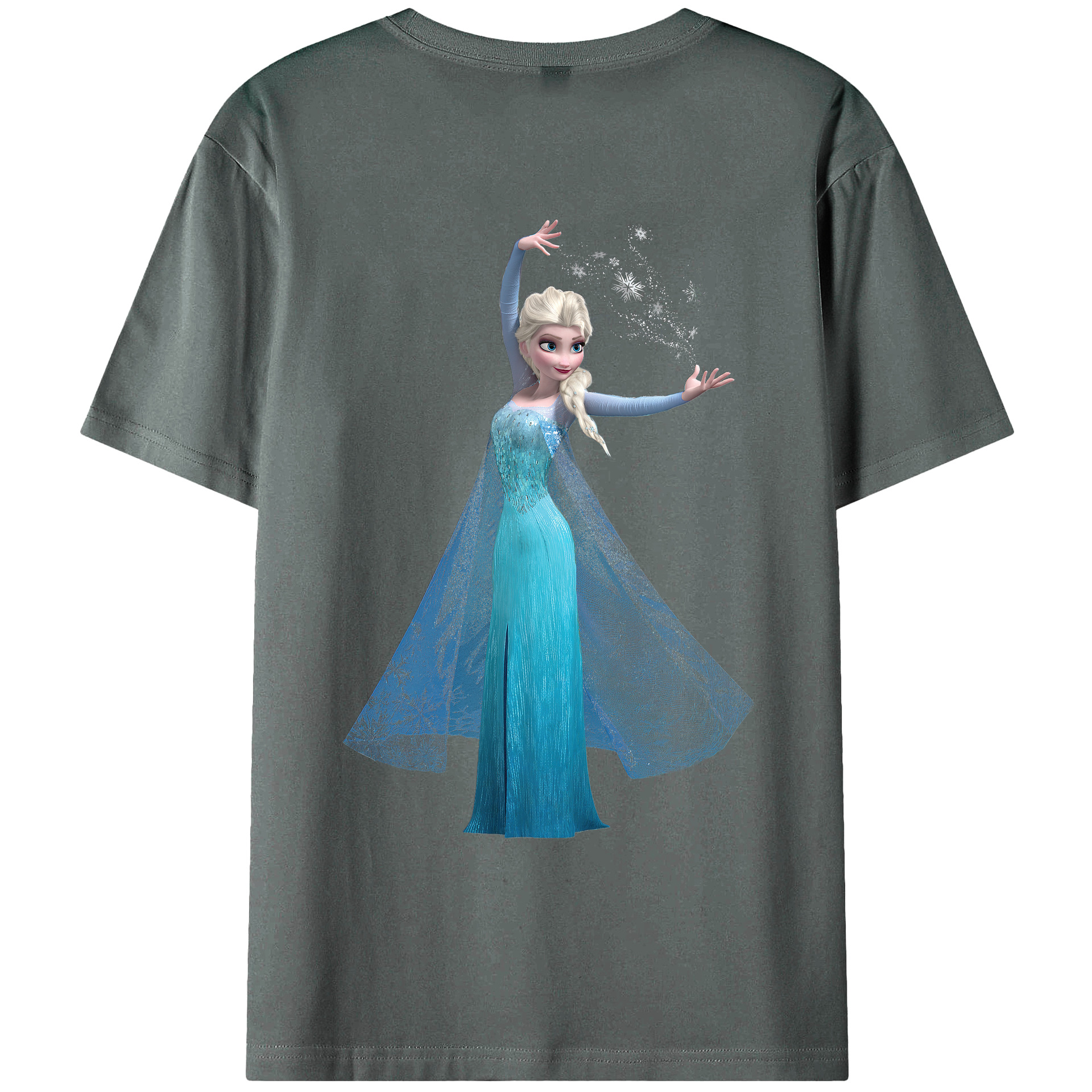（画像用） アナと雪の女王 アンナ エルサ Frozen Anna Elsa 綿100％ メンズ半袖Tシャツ（バックプリント） 通気性